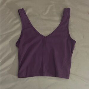 SHEIN Lavender Ribbed V-Neck Top